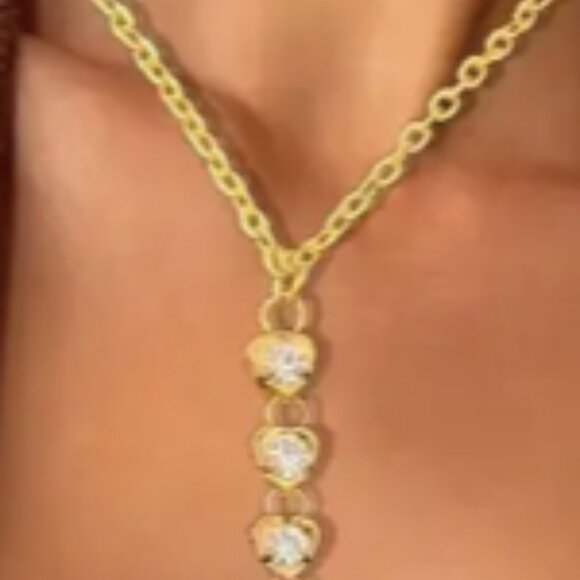 Gold Heart Rhinestone Body Chain Jewelry - Picture 2 of 3